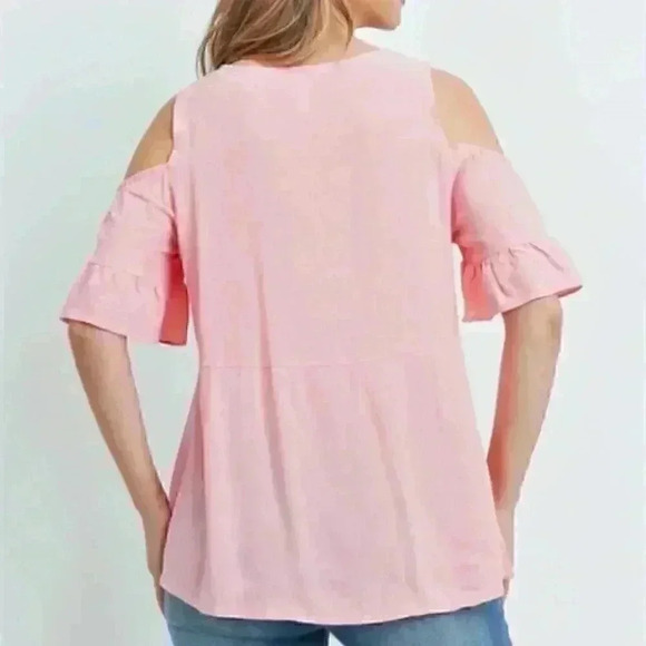 Pink Top Tunic Cold Shoulder - Picture 5 of 6